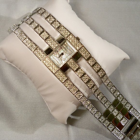 NEW Croton Cubic Zirconias, Mother of Pearl Face, Triple Band Watch main image 6